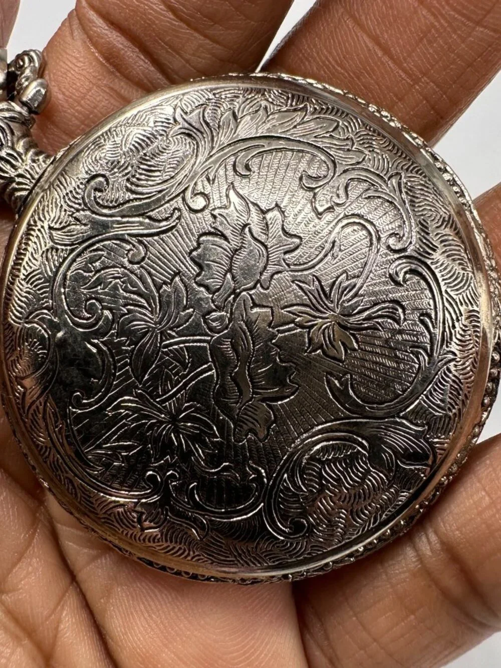 Men Pocket Watch Lot of 2 Bald Eagle Train Theme Silver Gold With Chains